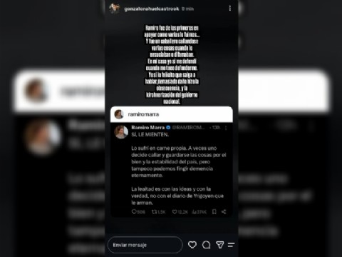 Gonzalo Castro respaldó a Ramiro Marra tras sus críticas al entorno de Javier Milei