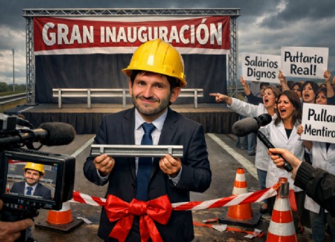 VIDEO | Pullaro inauguró una baranda en una autopista y quedó envuelto en una protesta docente en plena transmisión