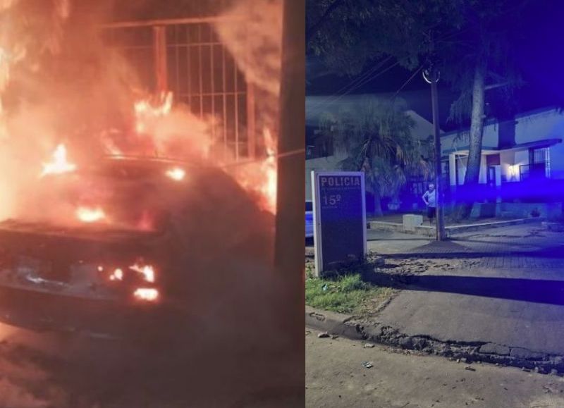 Tensión en Rosario: incendiaron un taxi y atacaron una comisaría a balazos